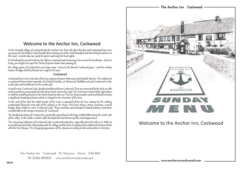 Sunday menu preview