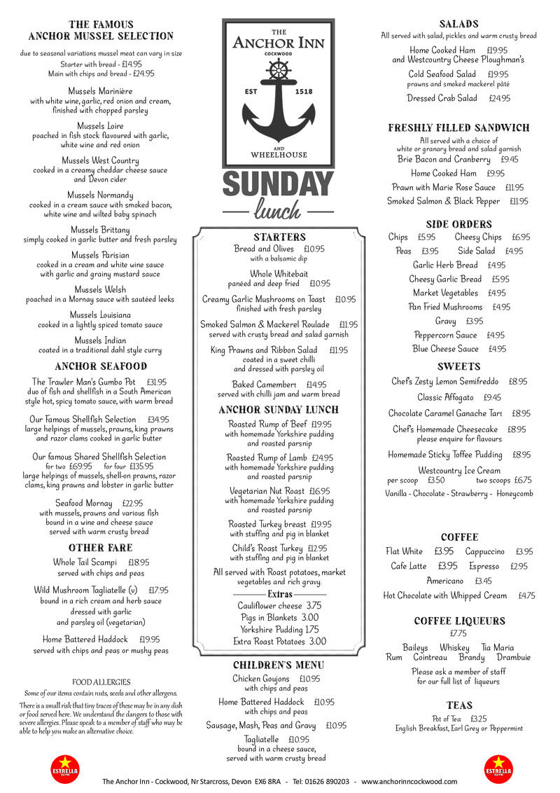 Sunday Menu preview